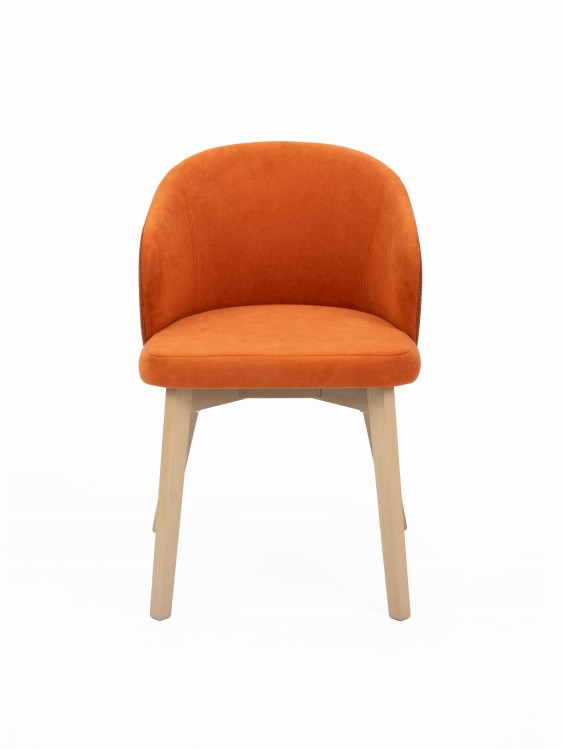 Flavio 5 krzesło tapicerowane miedziany drewno dąb sonoma