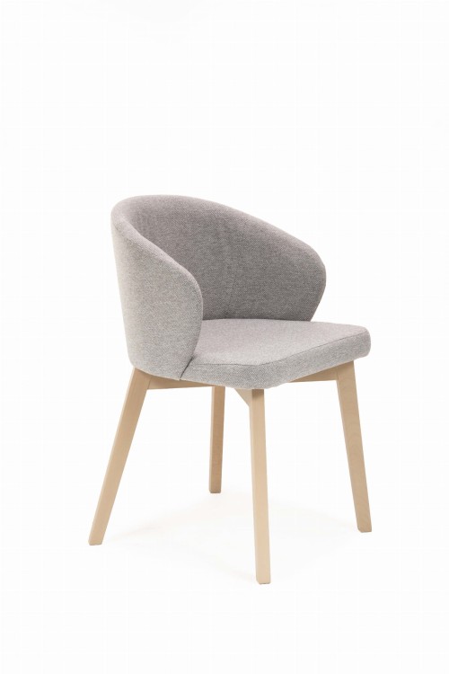 Flavio 5 krzesło tapicerowane szare nogi dąb sonoma
