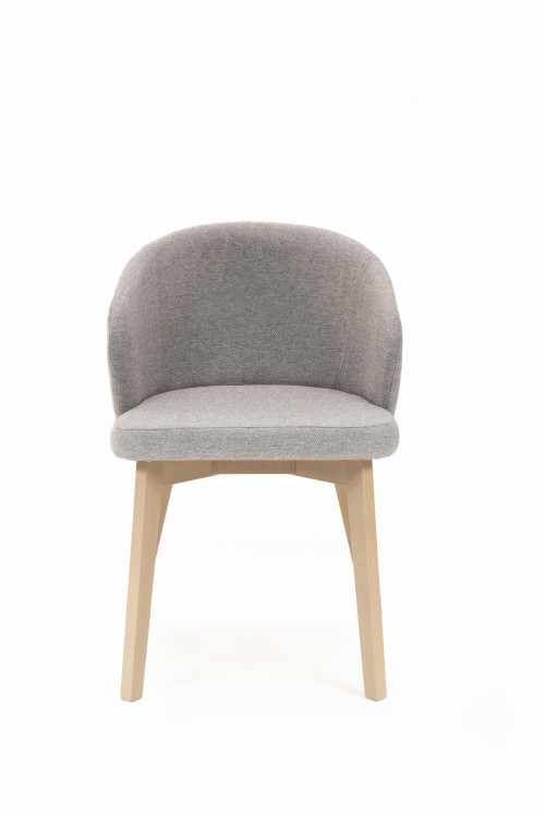 Flavio 5 krzesło tapicerowane szare nogi dąb sonoma