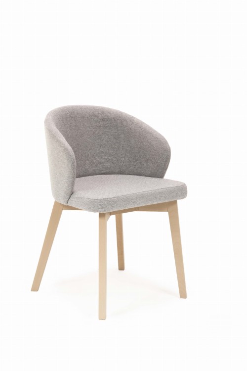 Flavio 5 krzesło tapicerowane szare nogi dąb sonoma
