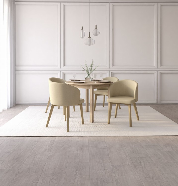 Zestaw stół i krzesła Flavio  5 kolor dąb sonoma tkanina kolor beżowy