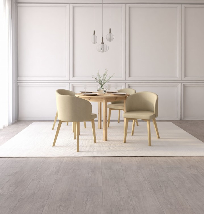 Zestaw stół i krzesła Flavio  5 kolor dąb artisan tkanina kolor beżowy