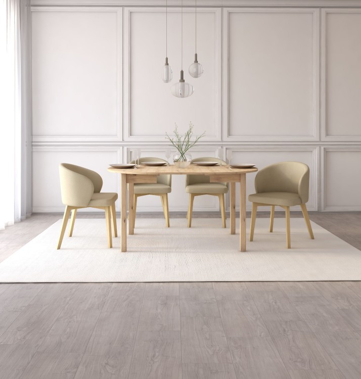 Zestaw stół i krzesła Flavio  5 kolor dąb artisan tkanina kolor beżowy