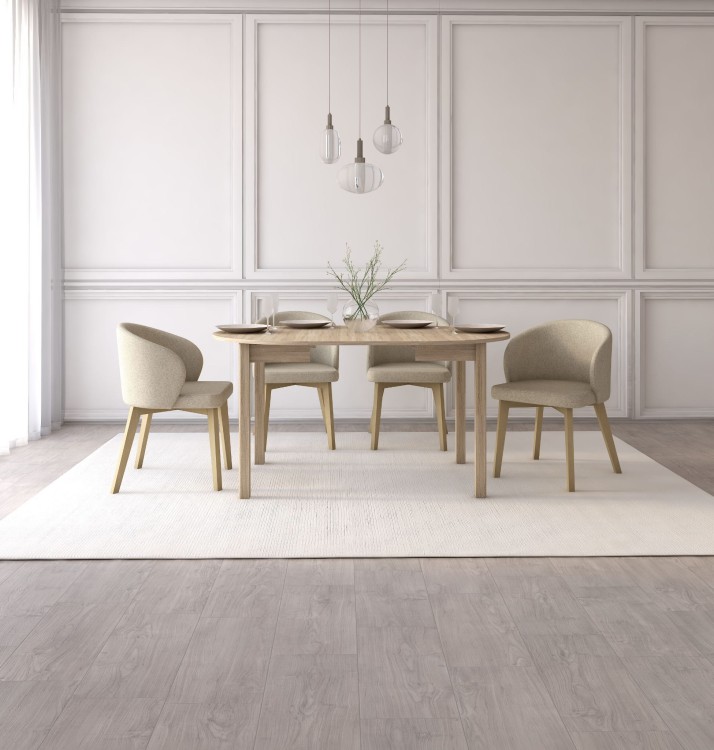 Zestaw stół i krzesła Flavio  5 kolor dąb sonoma tkanina beżowa