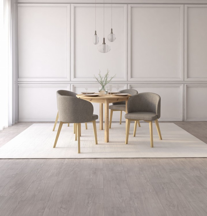 Zestaw stół i krzesła Flavio  5 kolor dąb artisan tkanina w kolorze szarym