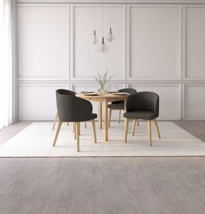 Zestaw stół i krzesła Flavio  5 kolor dąb artisan tkanina grafitowa