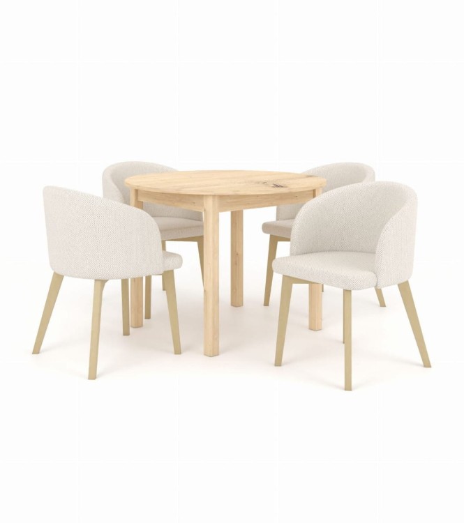 Zestaw stół i krzesła Flavio 2 kolor dąb artisan tkanina  jasny szary