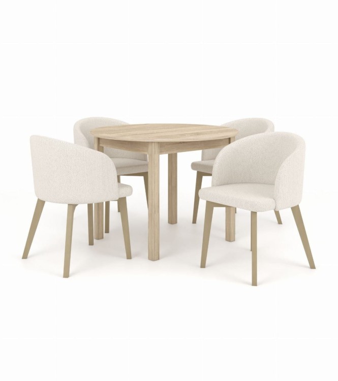 Zestaw stół i krzesła Flavio 2 kolor dąb sonoma tkanina  jasny szary