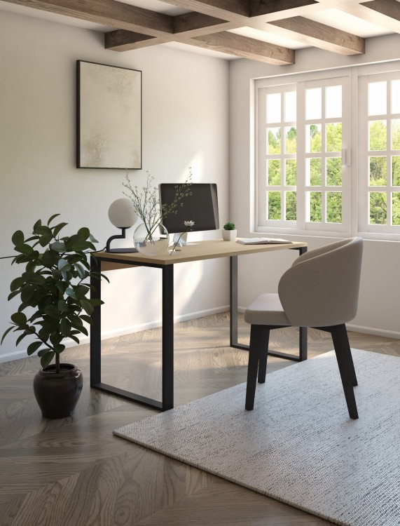 Biurko 2 60x120 kolor dąb artisan  nogi metalowe czarne