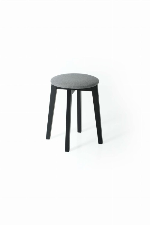Wyprzedaż Taboret tapicerowany tkanina kolor szary nogi czarne