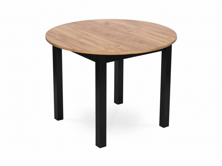 Stół okrągły rozkładany 102-182cm Dąb Craft/Czarny