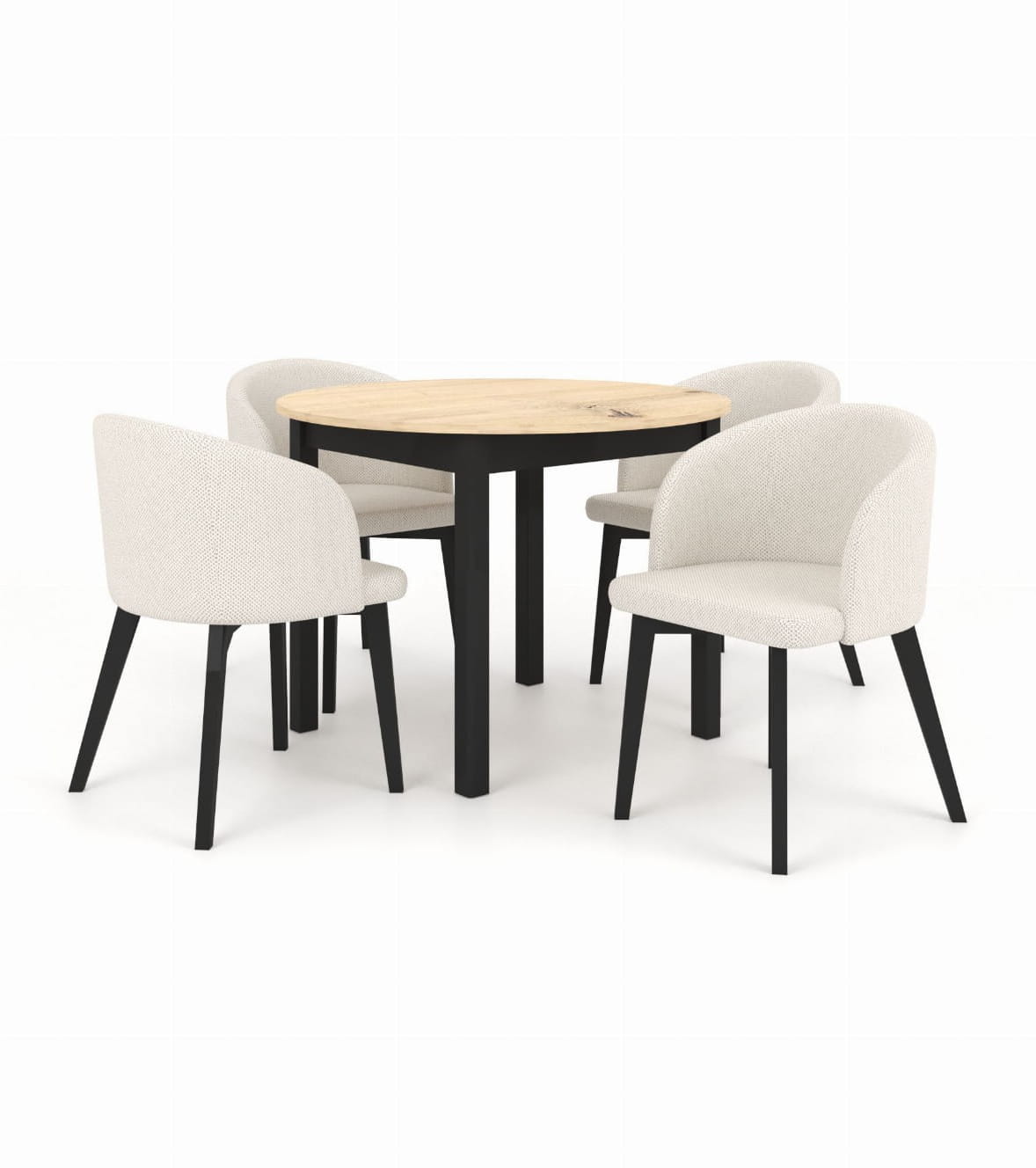 Zestaw stół i krzesła Flavio 2 kolor dąb artisan czarny tkanina  jasny szary