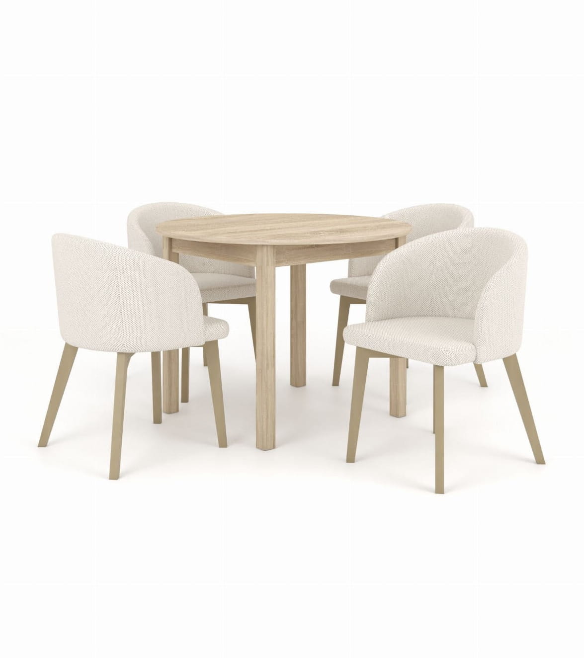 Zestaw stół i krzesła Flavio 2 kolor dąb sonoma tkanina  jasny szary