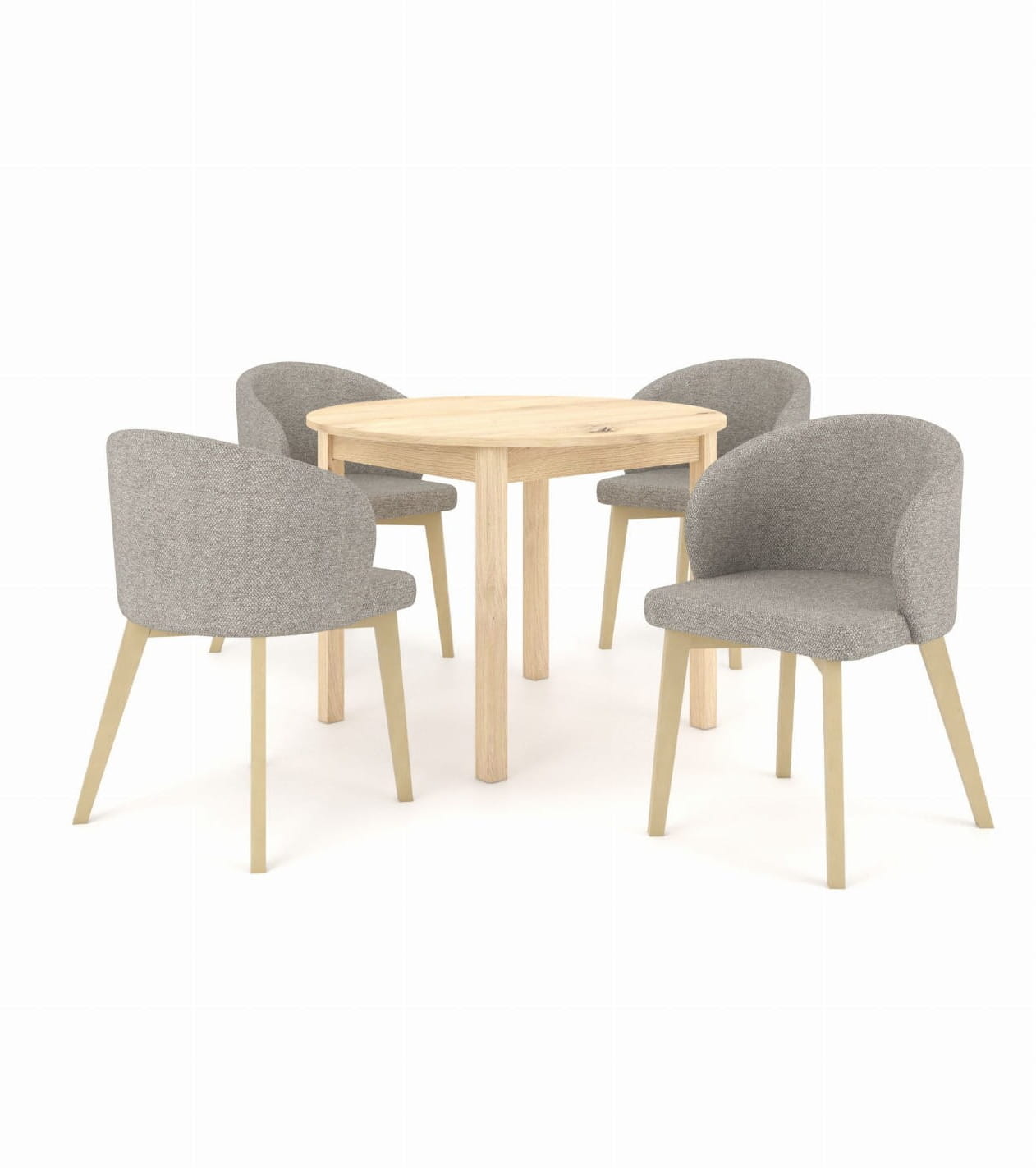 Zestaw stół i krzesła Flavio  5 kolor dąb artisan tkanina w kolorze szarym