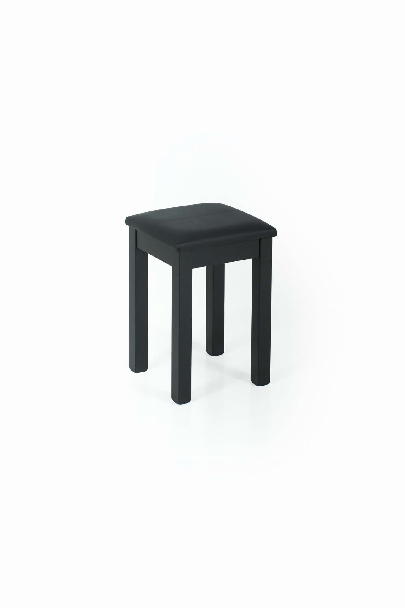 Taboret tapicerowany czarny nogi czarne